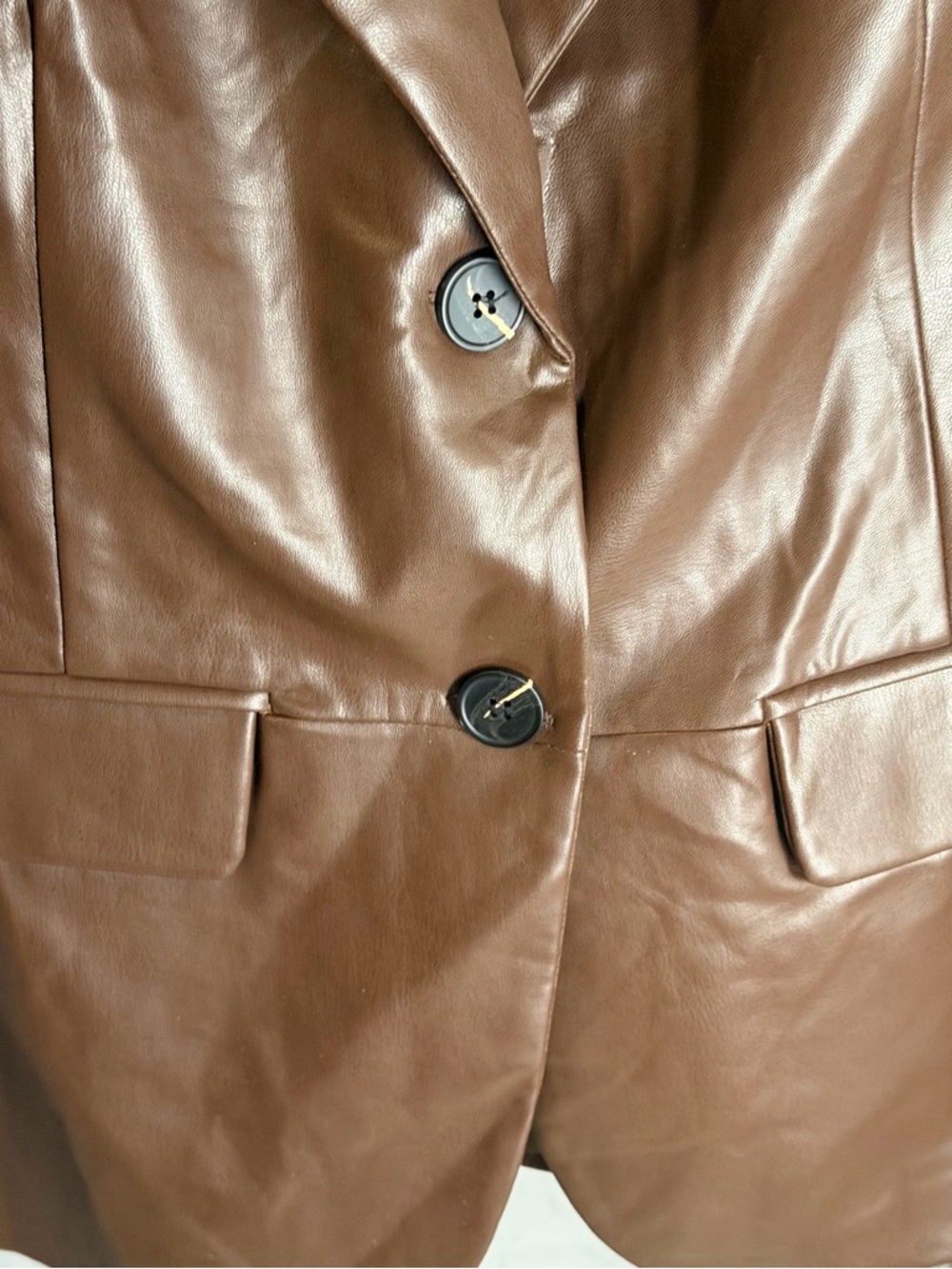 TUBA Turkish Brown Lined Leather Designer Blazer Jacket made in Turkey Sz Lg NWT - Picture 5 of 9